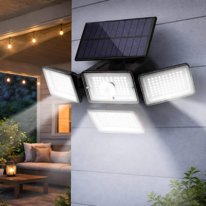 Solar motion sensor security light LED outdoor floodlight with IP65 waterproof rating
