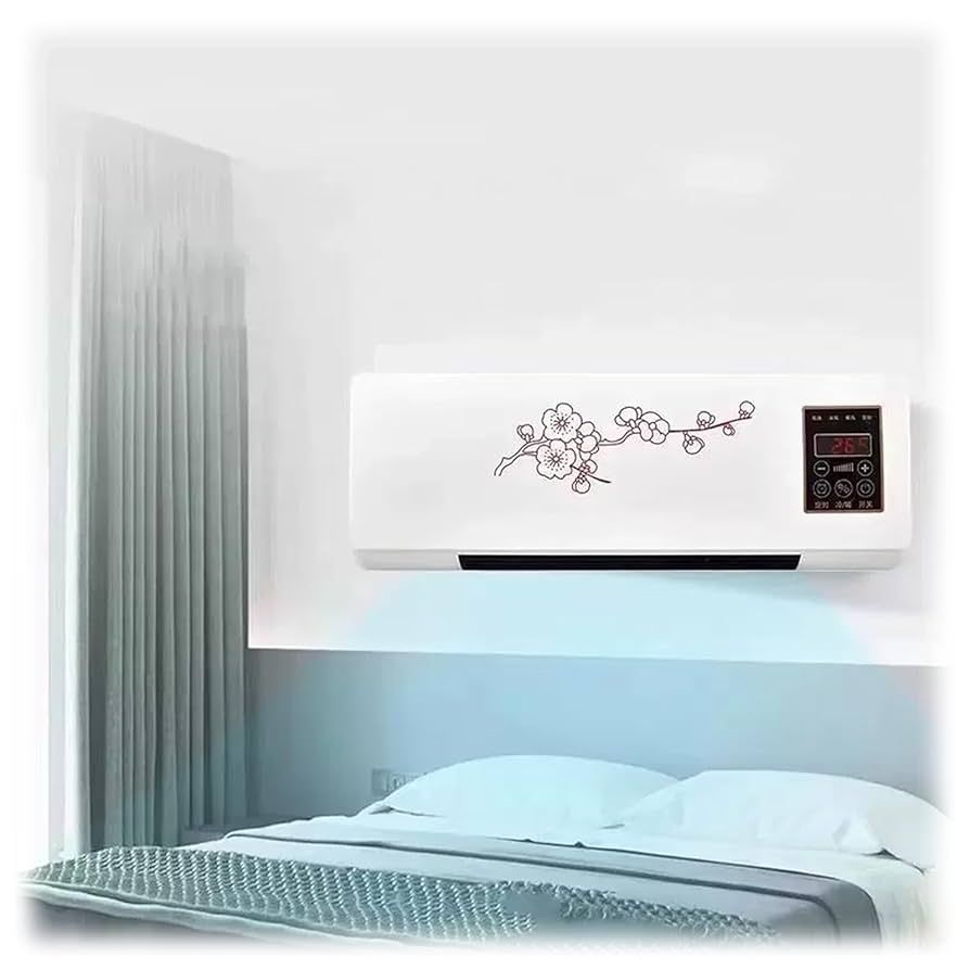 Compact wall mounted air conditioner heater for cooling and heating in bedrooms and small spaces