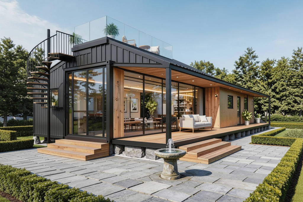 Easy-to-Install Tiny House | 20ft Expandable Container House with Bedroom & Kitchen Minimalist Prefab Design