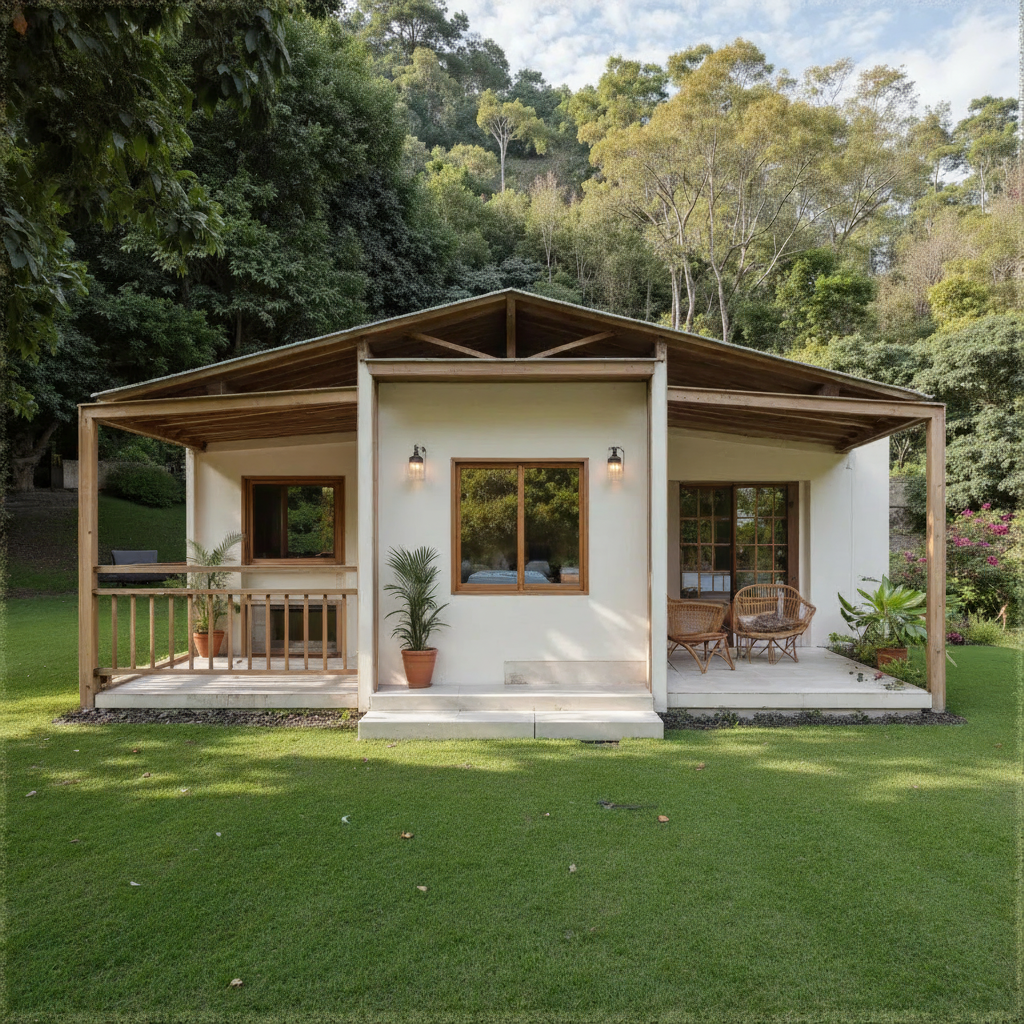 Kobis Haven Pre-Foldable 20ft & 40ft Prefabricated Mobile Expandable Collapsible Container House | Modern Prefab Villa with Timber Deck, Porch & Pergola