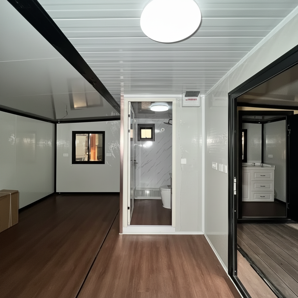 Kobis Haven Pre-Foldable 20ft & 40ft Prefabricated Mobile Expandable Collapsible Container House | Modern Prefab Villa with Timber Deck, Porch & Pergola