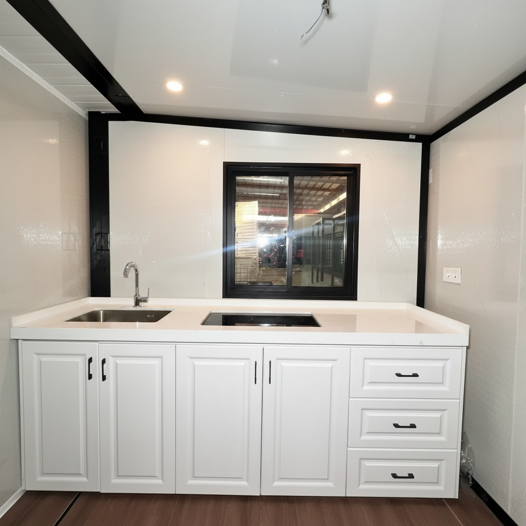 Kobis Haven Pre-Foldable 20ft & 40ft Prefabricated Mobile Expandable Collapsible Container House | Modern Prefab Villa with Timber Deck, Porch & Pergola