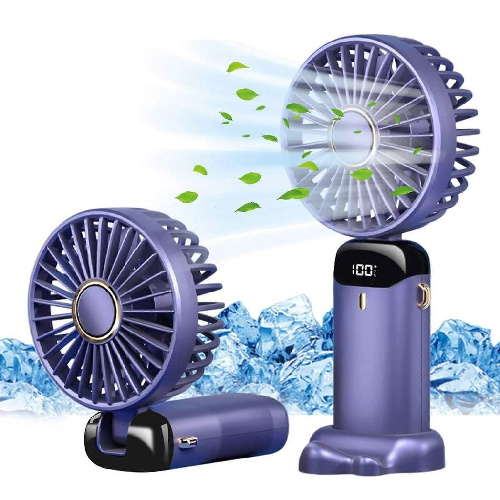 5000mAh rechargeable portable fan with 5 speeds, foldable design, and LED display