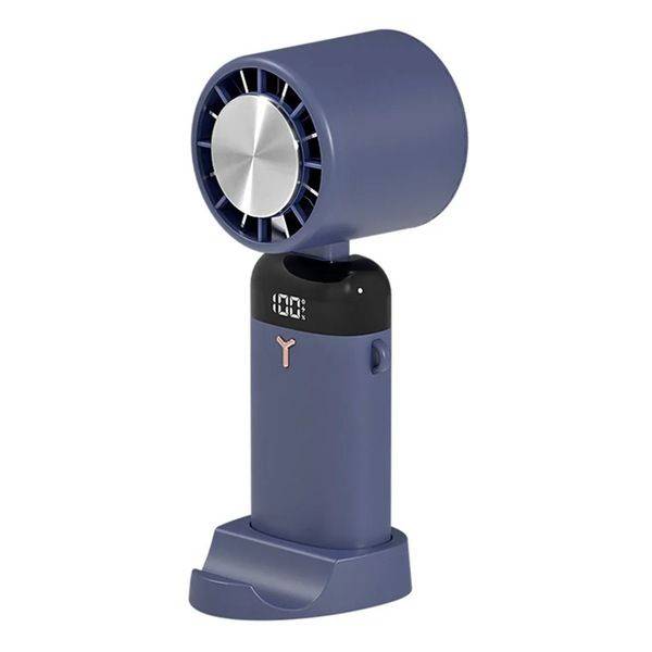 5000mAh rechargeable portable fan with foldable design and LED display showing speed and battery level
