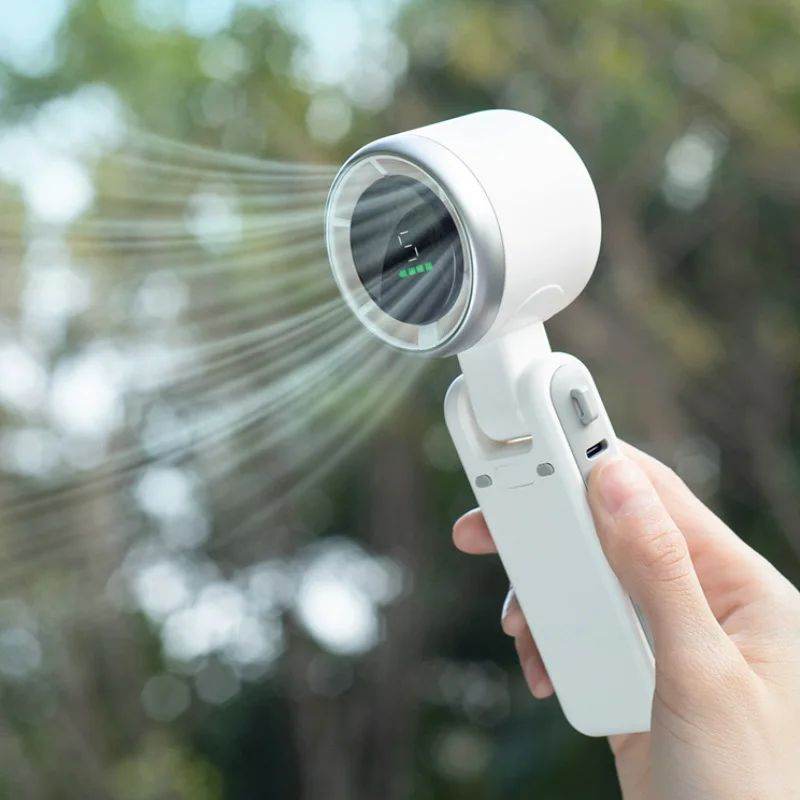 5000mAh rechargeable portable foldable fan with LED display and 5 speed settings