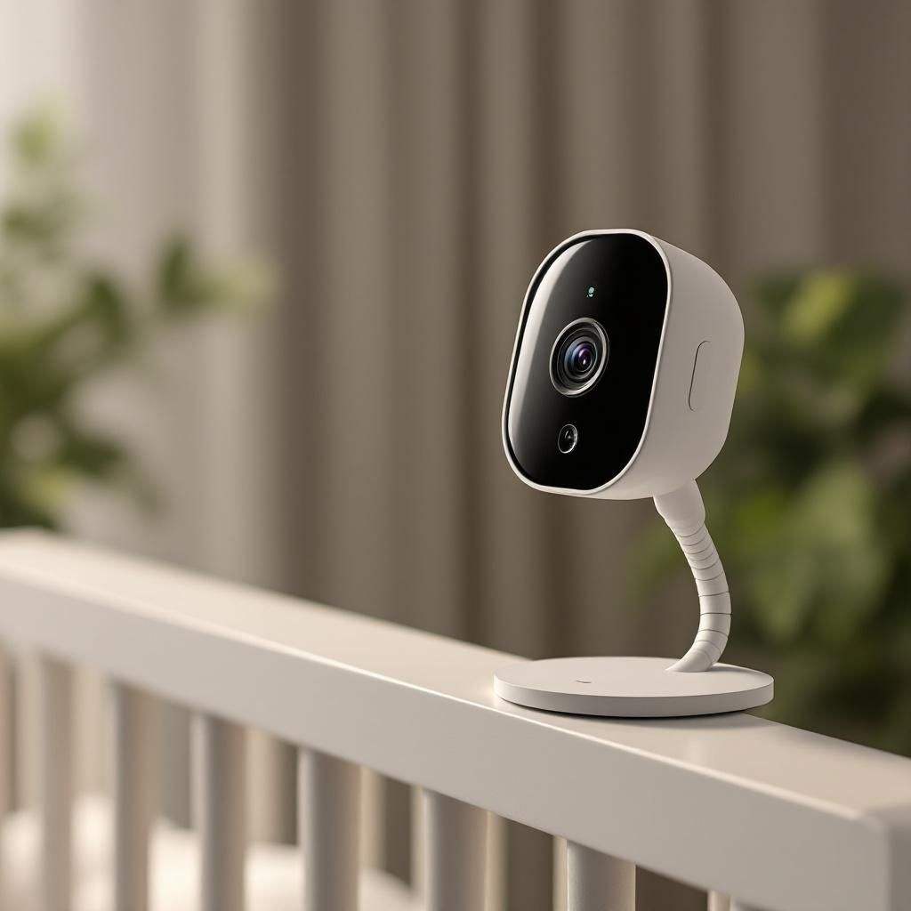 5-inch smart baby monitor with PTZ camera, zoom, temperature sensor, and two-way audio display