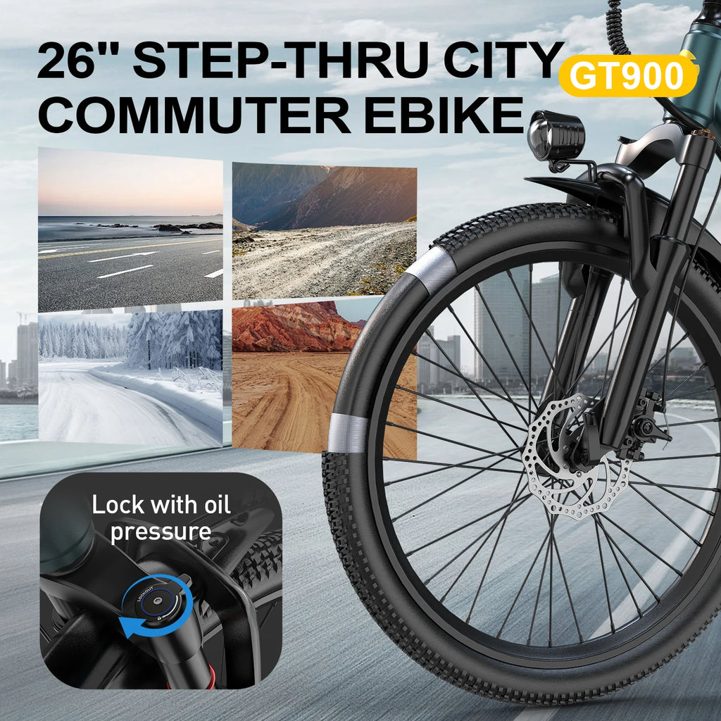 Aairsk Electric Bike GT900, Dual Suspension 21 Speeds 36V 13AH Battery, with NFC UnLock, Range from 40 to 60 km, Mountain Biking for Adults, 250W Engine, Maximum Speed 25 Km/h.