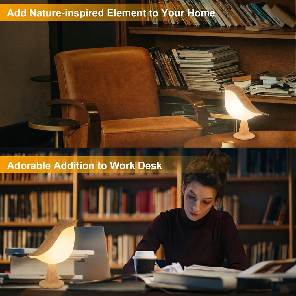 Art Deco LED Touch-Control Bird Lamp | 3-Level Dimmable Cordless Night Light