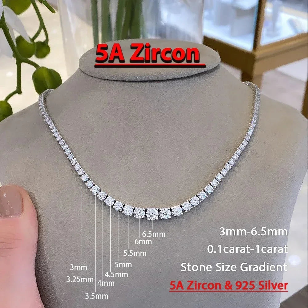 Moissanite Diamond Gradient Tennis Riviera Necklace (S925 Sterling Silver)