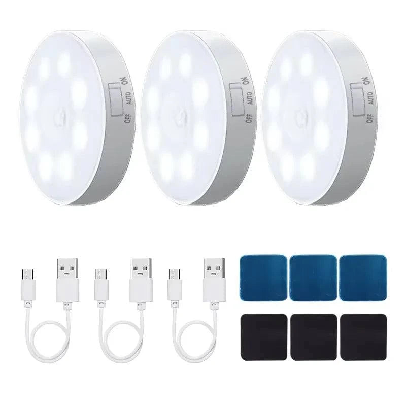 3-Pack Rechargeable Motion Sensor Night Lights – Wireless LED Automatic Lights