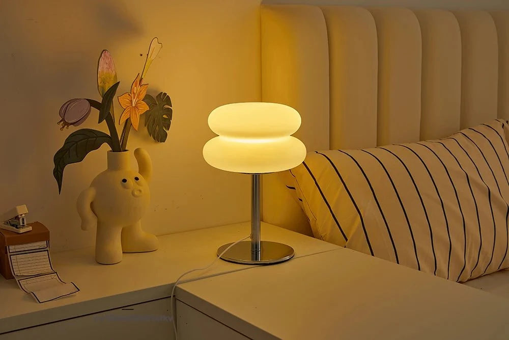 LumiNest Creamy Bedside Lamp – Soft Touch Dimmable LED Night Light