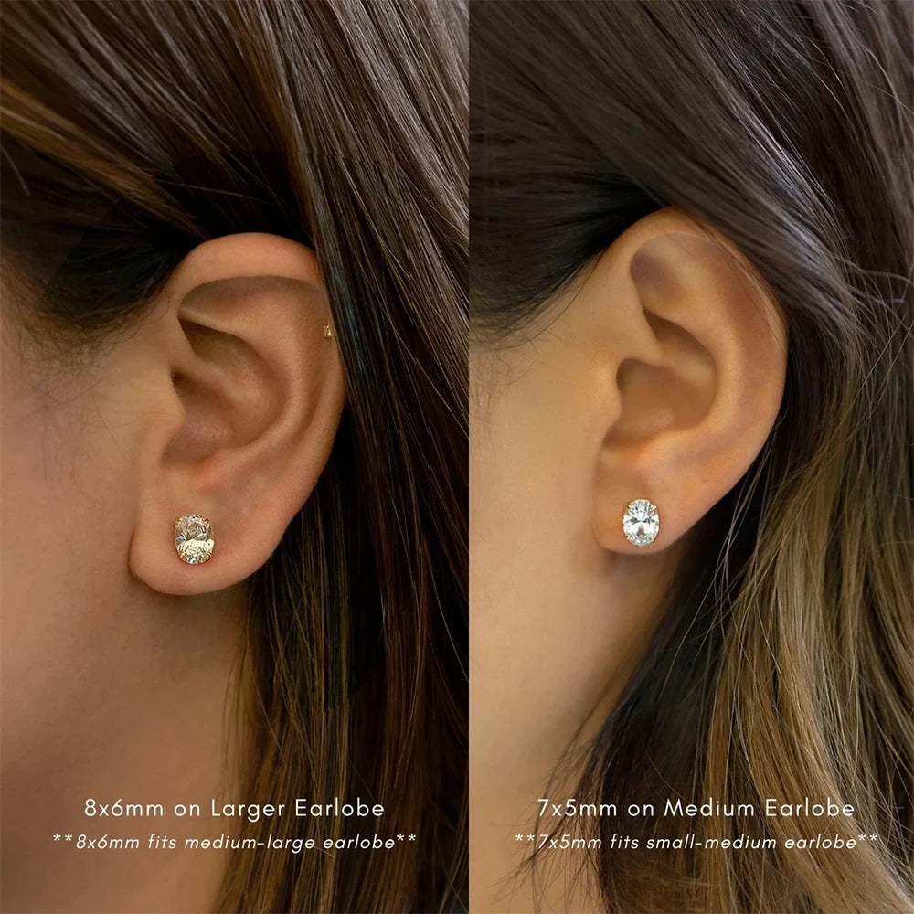 ROBUKF Oval Cut Moissanite Stud Earrings (925 Sterling Silver)