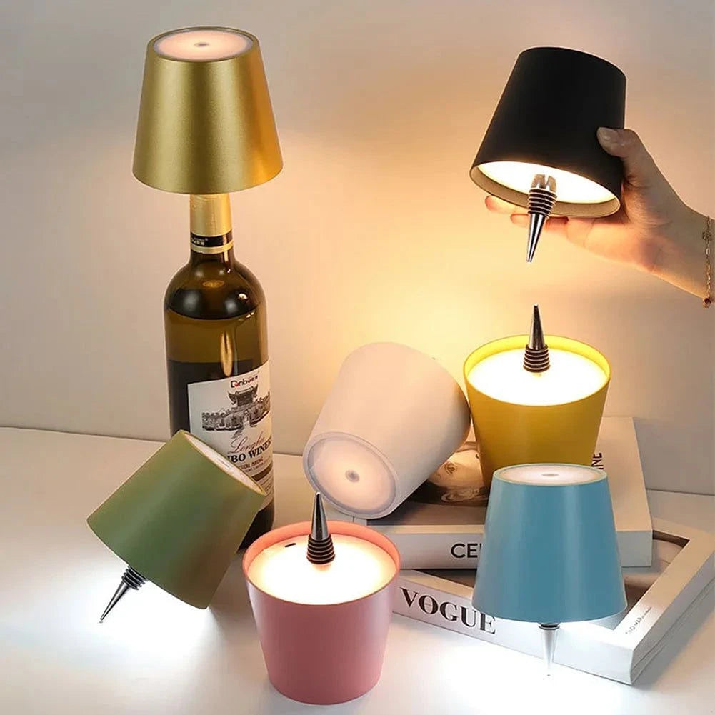 Rechargeable Wine Bottle LED Lamp - Cordless Touch Dimming Table Light with Type-C Charging