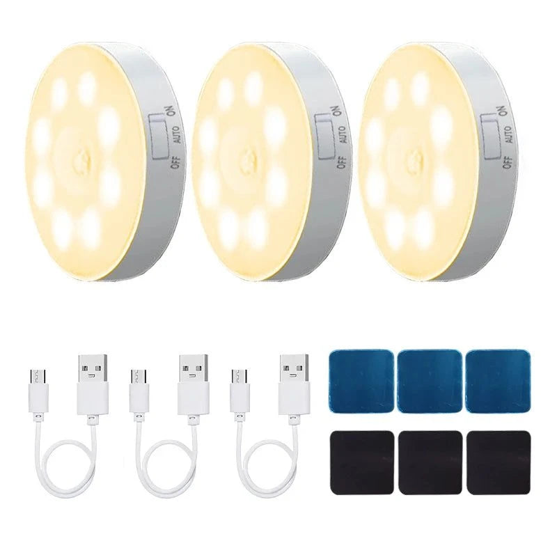 3-Pack Rechargeable Motion Sensor Night Lights – Wireless LED Automatic Lights