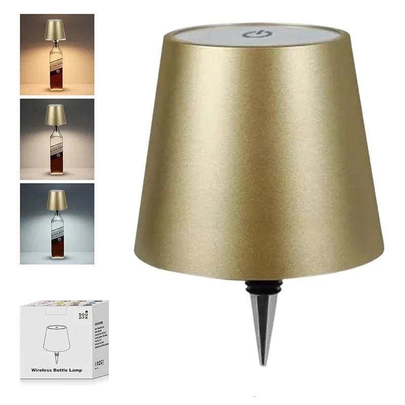 Rechargeable Wine Bottle LED Lamp - Cordless Touch Dimming Table Light with Type-C Charging
