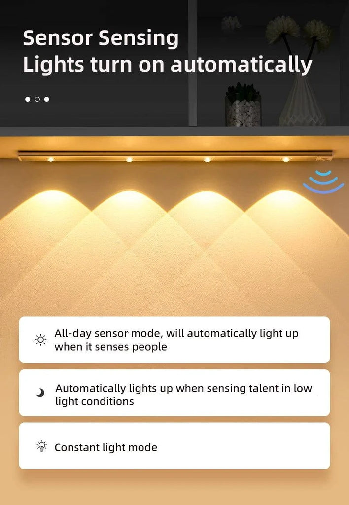 Rechargeable Motion Sensor Cabinet Light – Under Cabinet LED Lighting with Auto On/Off