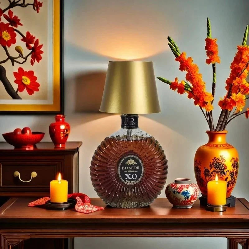 Rechargeable Wine Bottle LED Lamp - Cordless Touch Dimming Table Light with Type-C Charging