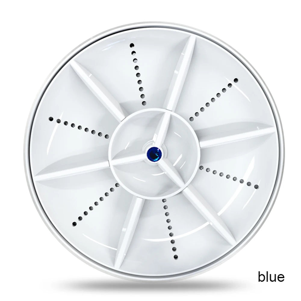 White circular object with blue center on a white background