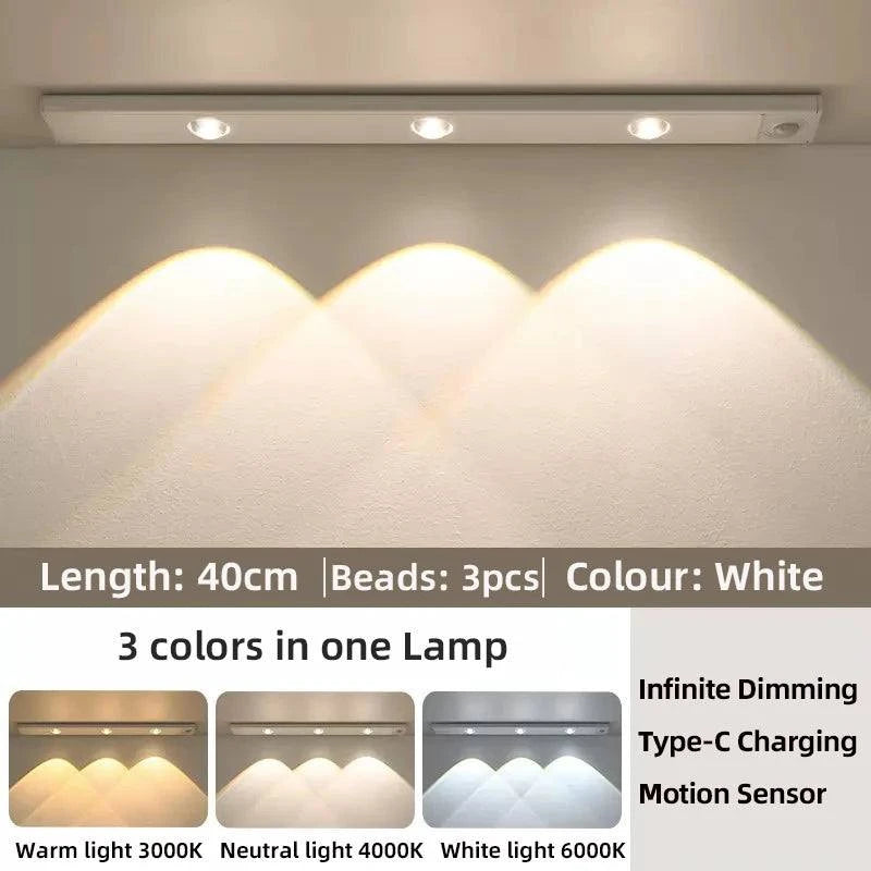 Rechargeable Motion Sensor Cabinet Light – Under Cabinet LED Lighting with Auto On/Off