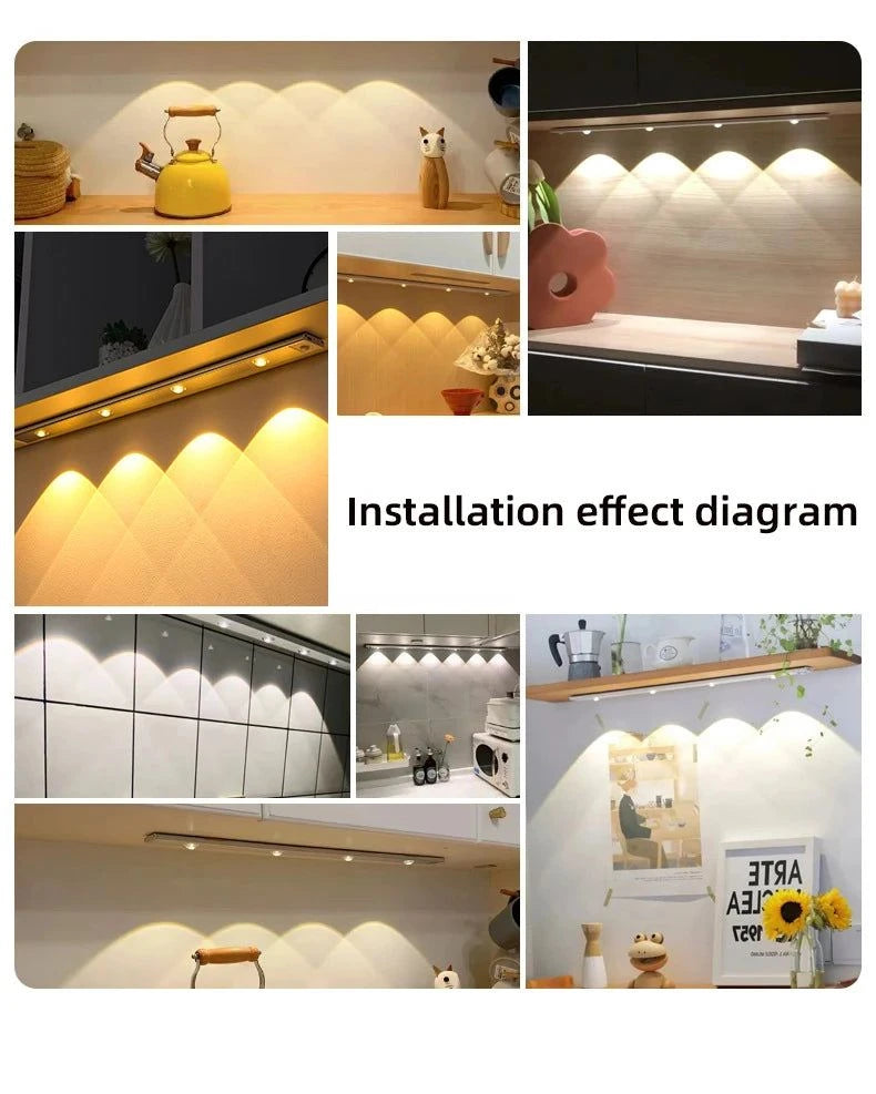 Rechargeable Motion Sensor Cabinet Light – Under Cabinet LED Lighting with Auto On/Off