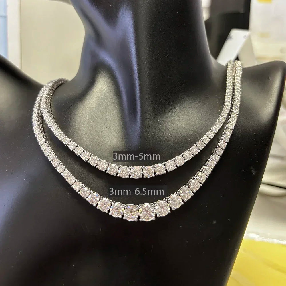 Moissanite Diamond Gradient Tennis Riviera Necklace (S925 Sterling Silver)