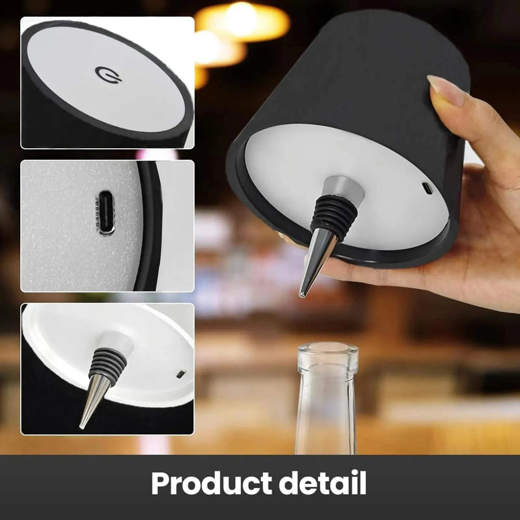 Rechargeable Wine Bottle LED Lamp - Cordless Touch Dimming Table Light with Type-C Charging