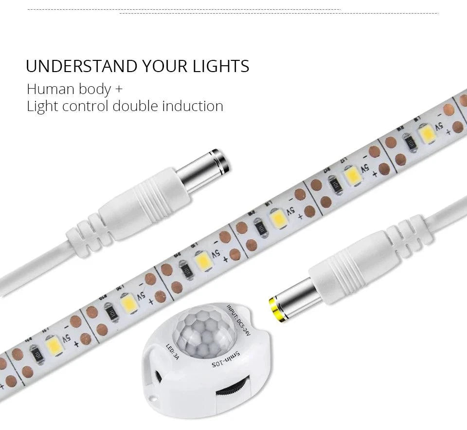 Flexible Motion Sensor LED Strip Light – Rechargeable Under Cabinet & Shelf Lighting