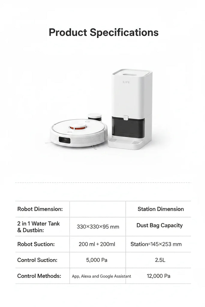 ILIFE A30 Pro self-emptying robot vacuum and mop combo with LiDAR navigation and 5000Pa suction