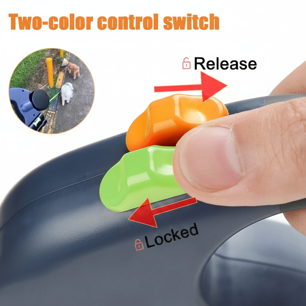 3m Retractable Dual Dog Leash with Night Lights