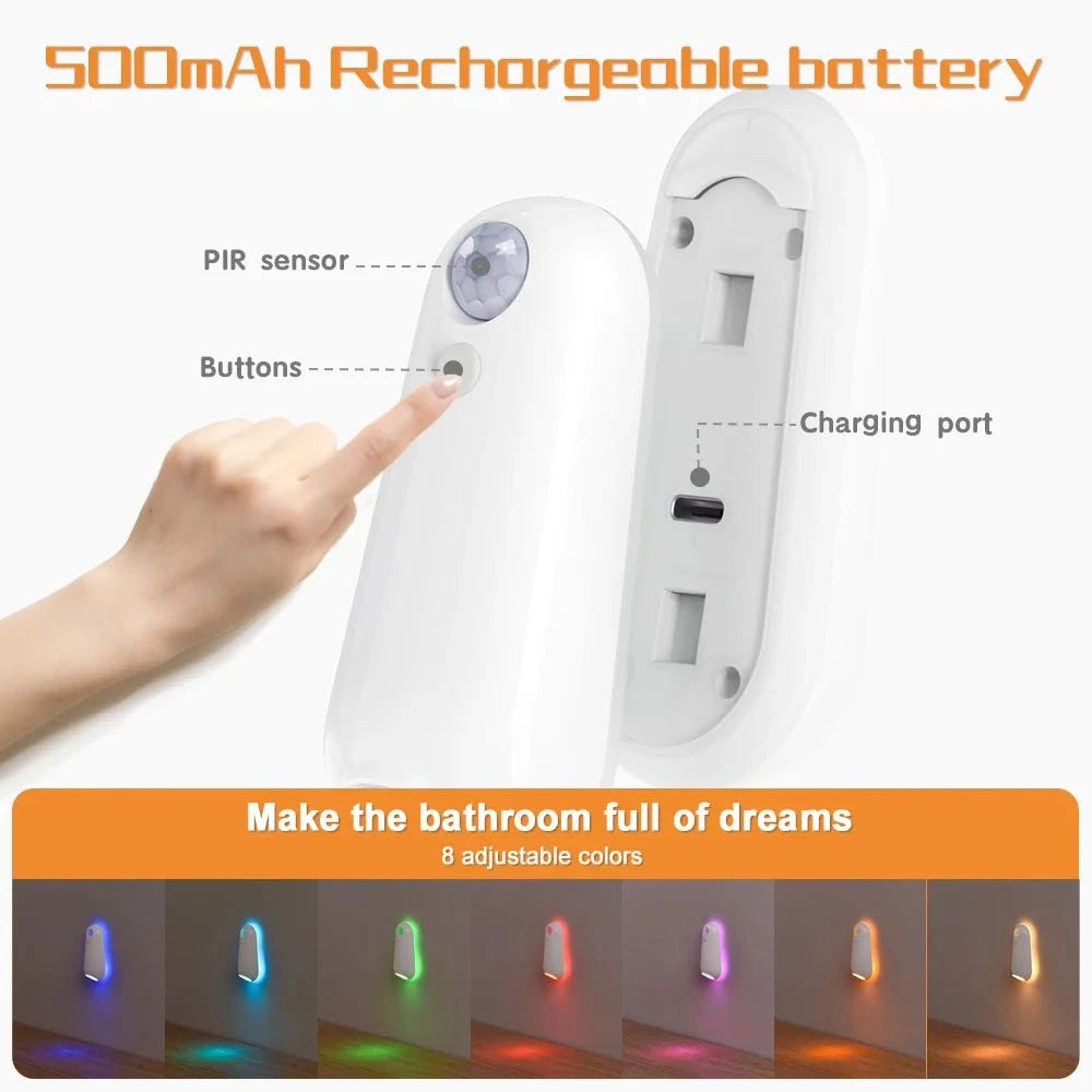 Smart Ambient Bathroom Lighting – Color-Changing LED Mirror Light with Motion Sensor