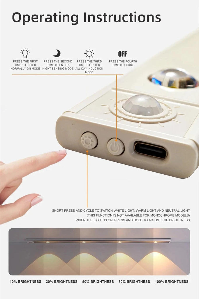 Rechargeable Motion Sensor Cabinet Light – Under Cabinet LED Lighting with Auto On/Off