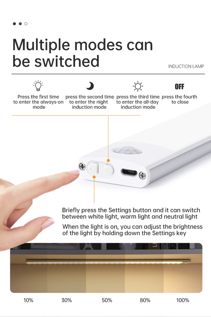 Wireless Motion Night Light – Rechargeable LED Sensor Lamp with Auto On/Off