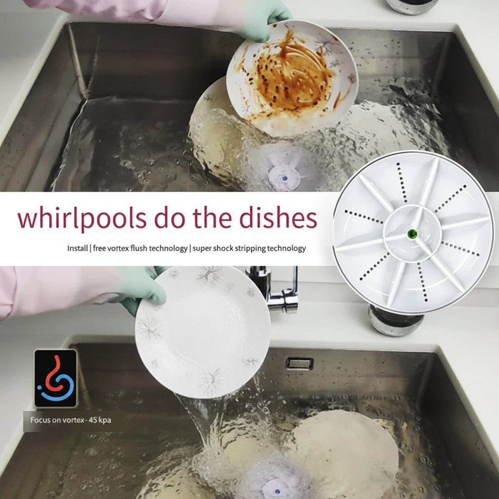 Cleaning process of a white plate with a white strainer in a sink.