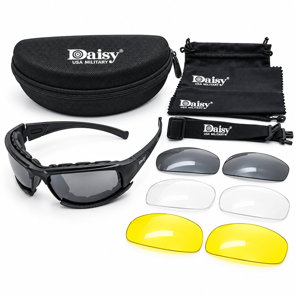 Daisy Tactical Polarized Sports Sunglasses (4 Lens Interchangeable Set)