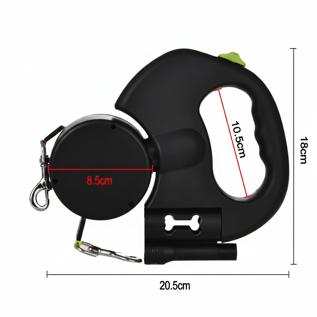 3m Retractable Dual Dog Leash with Night Lights
