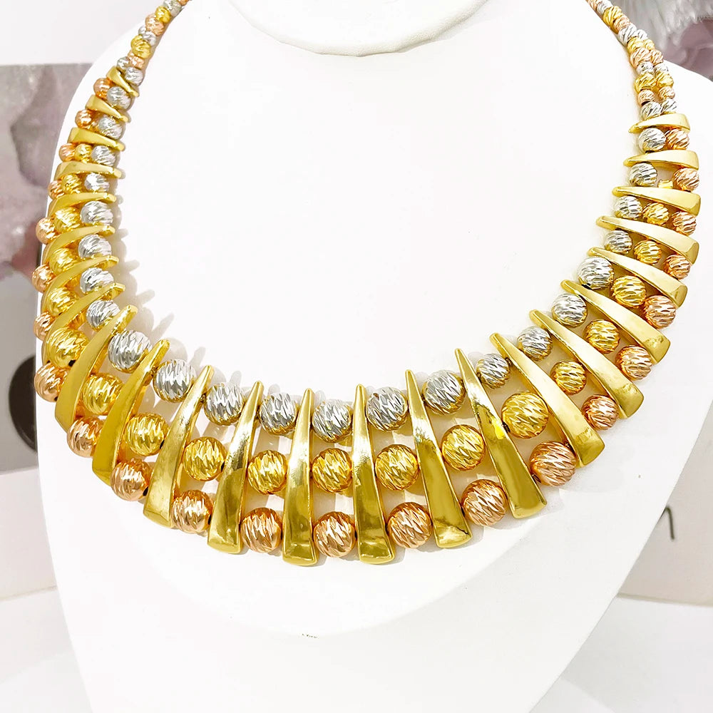 GZJPEI Gorgeous Three-Tone Luxury 4-Piece Jewelry Set