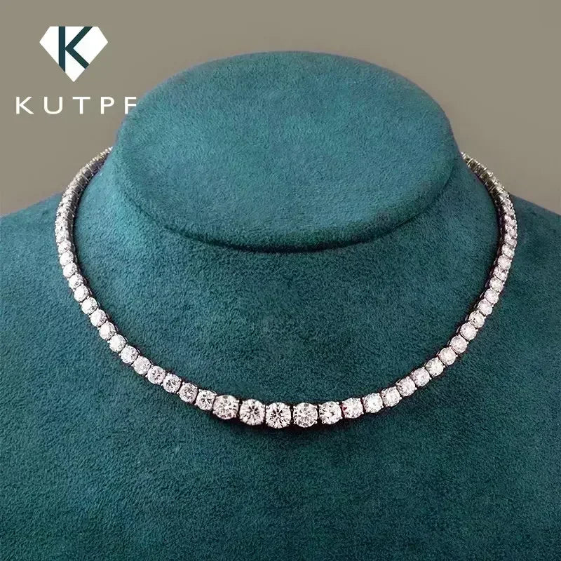 Moissanite Diamond Gradient Tennis Riviera Necklace (S925 Sterling Silver)