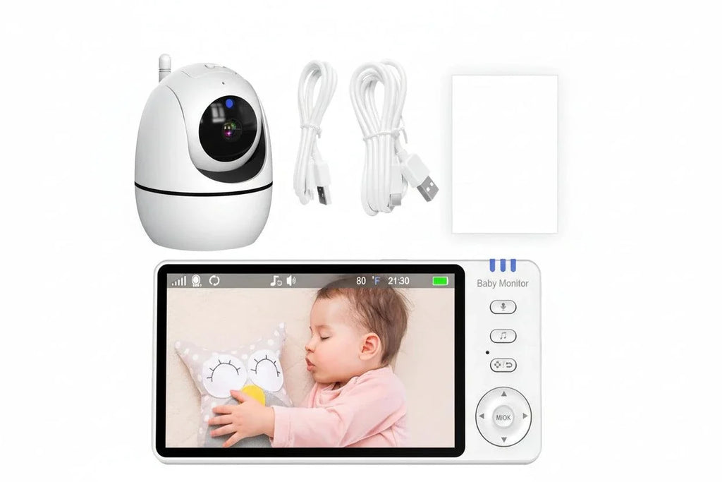 5-inch smart baby monitor with PTZ camera and temperature sensor on display screen