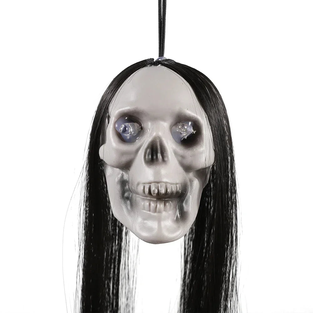 Halloween Hanging Ghost Skeleton LED Light Long Hair Horror Decoration