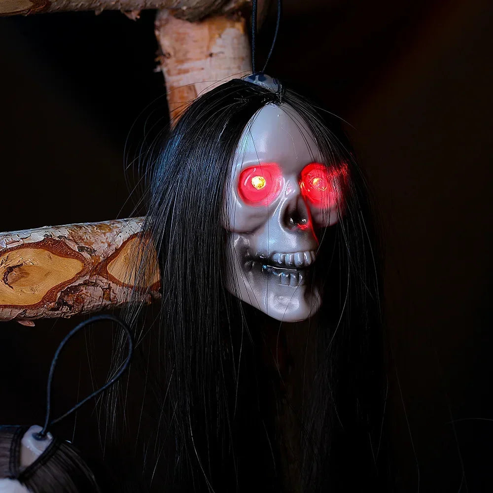 Halloween Hanging Ghost Skeleton LED Light Long Hair Horror Decoration