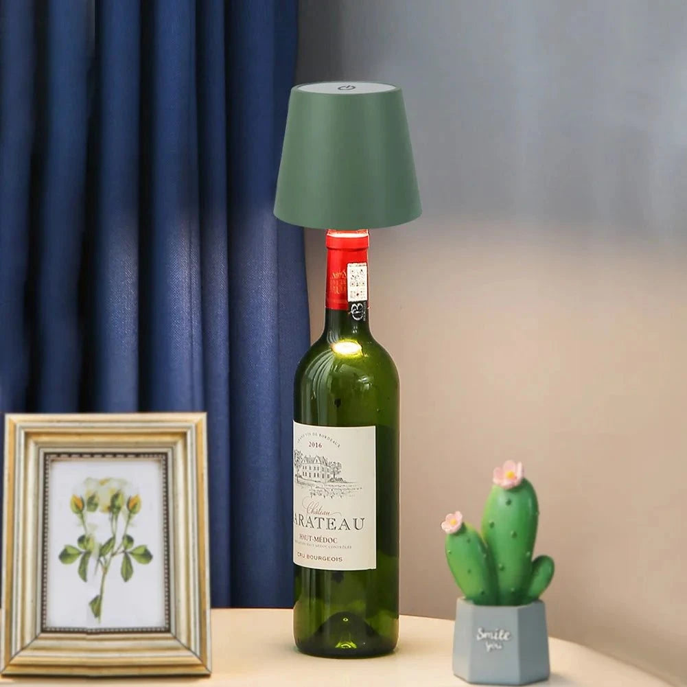 Rechargeable Wine Bottle LED Lamp - Cordless Touch Dimming Table Light with Type-C Charging