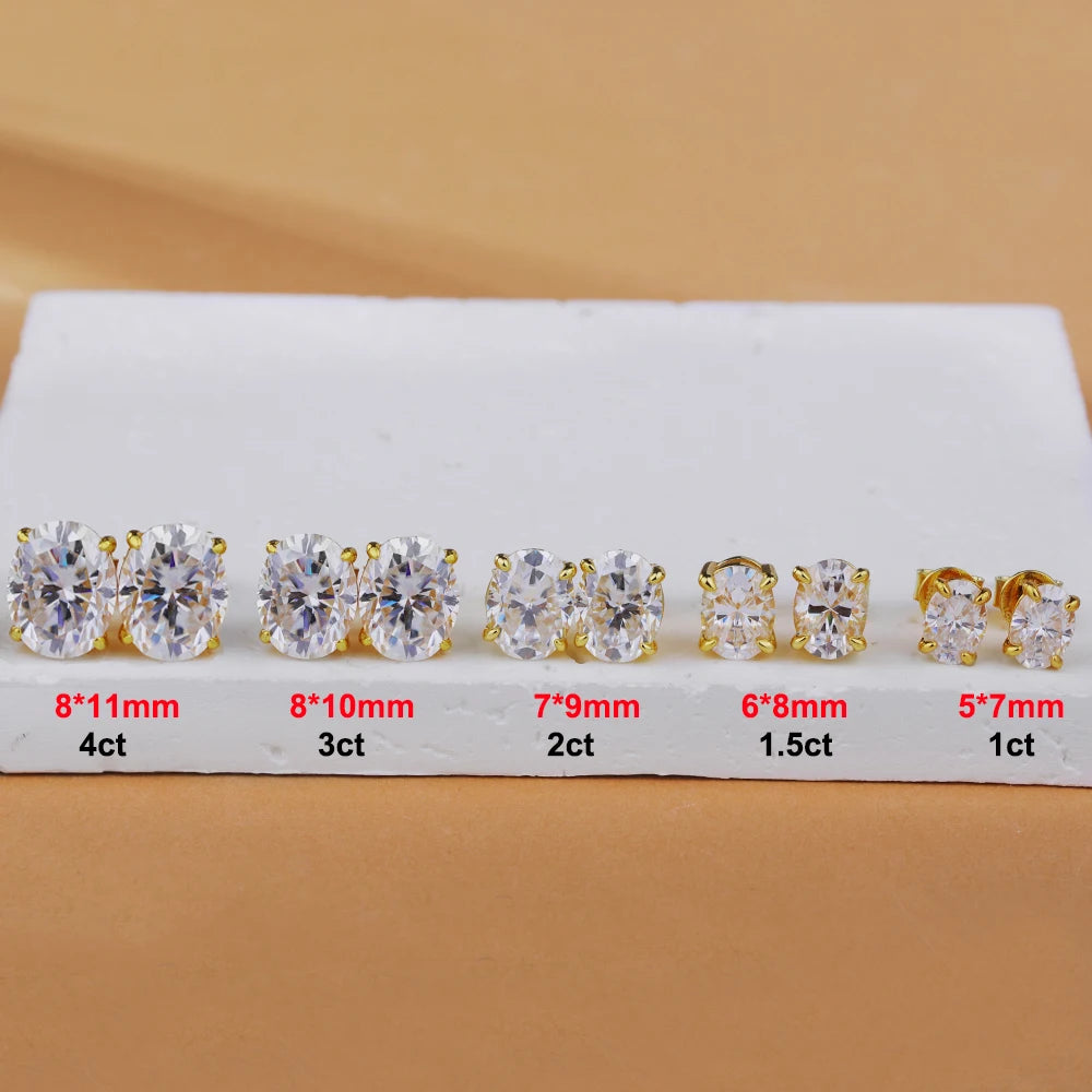 ROBUKF Oval Cut Moissanite Stud Earrings (925 Sterling Silver)