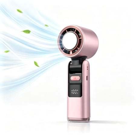 5000mAh rechargeable portable fan with 5 speeds, foldable design, and LED display