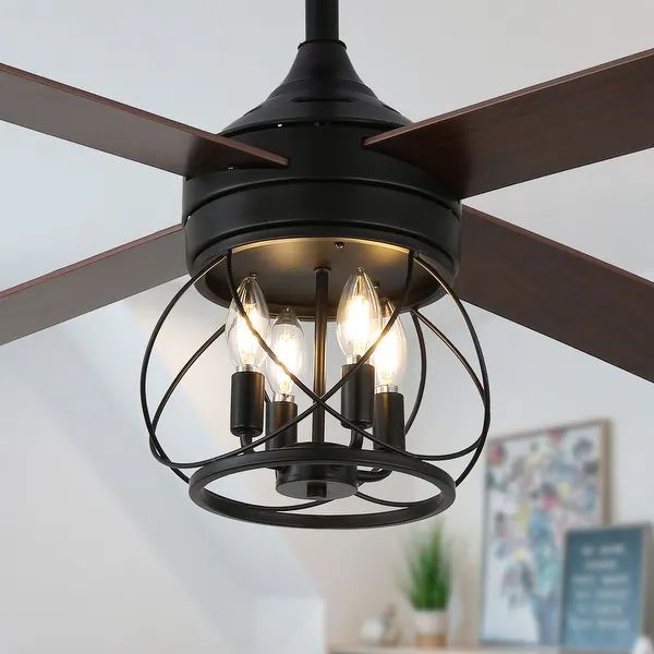 Modern Crystal Ceiling Fan with Retractable Blades – APP & Remote Control LED Lightn