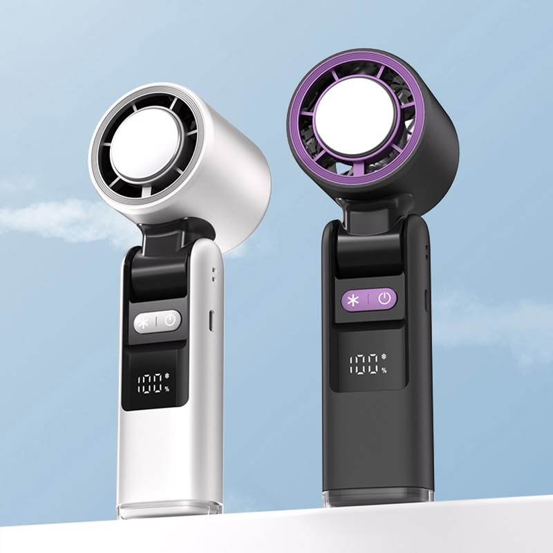 5000mAh rechargeable portable fan with 5 speeds, foldable design, and LED display