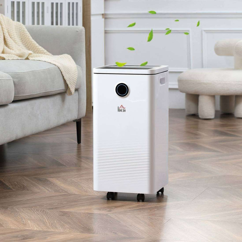 HOMCOM 10L Portable Quiet Dehumidifier for home with 10L daily capacity and quiet 38dB operation in a medium-sized room