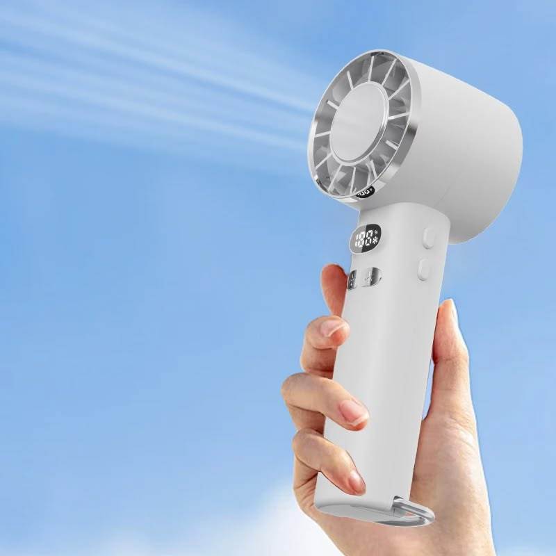 5000mAh rechargeable portable fan with 5 speed settings, foldable design, and LED display