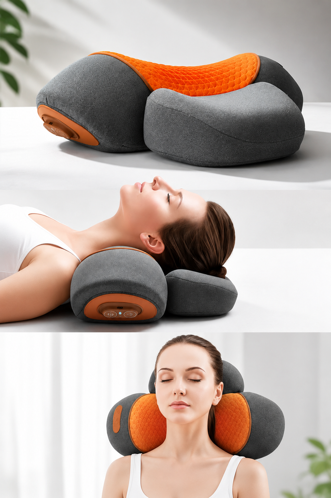 Premium electric neck and shoulder massager with heat, vibration, and kneading massage for pain relief and relaxation.